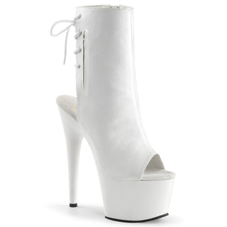 Pleaser Adore-1018 White PU Open Toe & Heel Boots