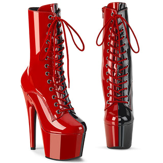 Chaos Queen Two Tone Platform Boots (Red & Black)