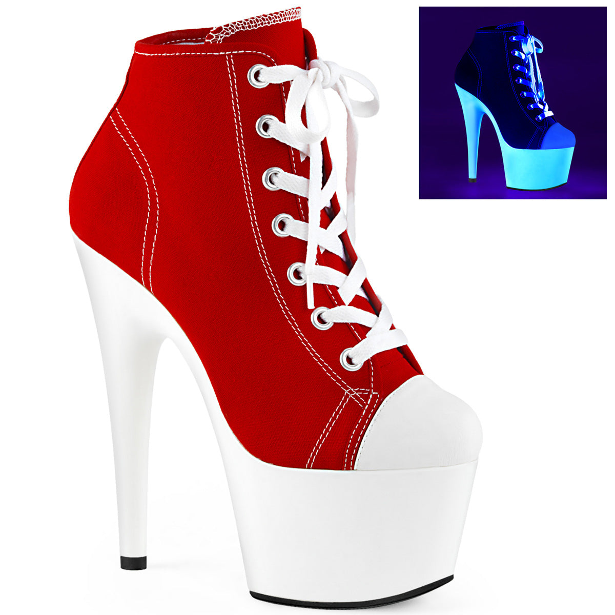 Harley Quinn High Platform Sneakers Red / Neon White