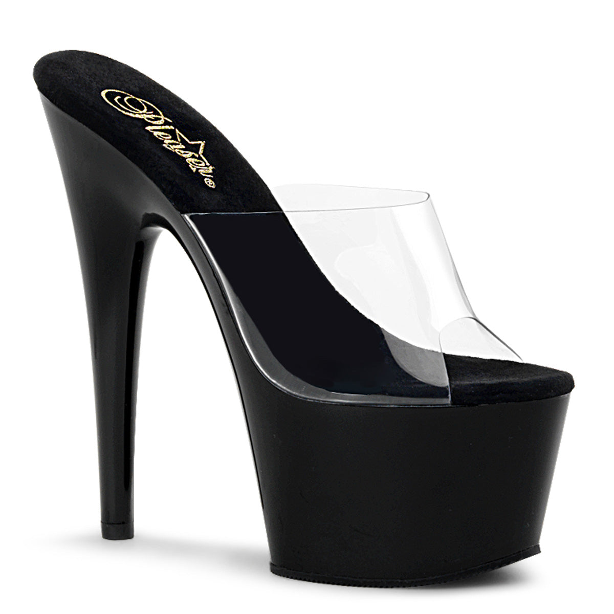 Pleaser Adore-701 Clear Black Platform Heels