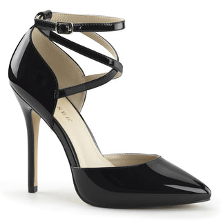 Amuse-25 Black D'Orsay Cross Ankle Strap Heels