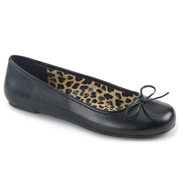 Anna-01 Black Matte Plus Size Ballet Flats (US 9-16)