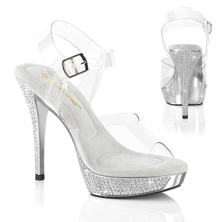 Athena-508 Clear/Silver Rhinestone Platform Sandals
