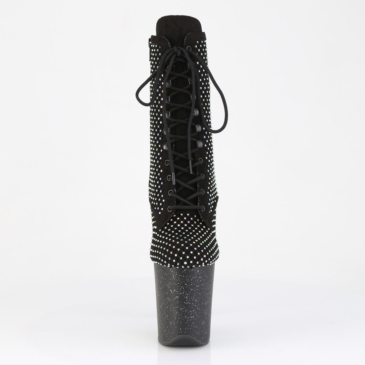 black mesh platform rhinestone boots flamingo-1020rm