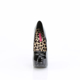 bordello teeze-06 black patent high heel pumps leopard print lining front view