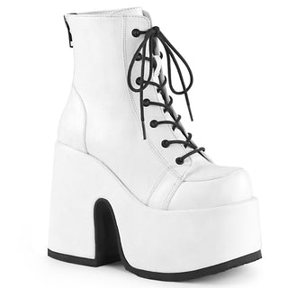Camel-203 White Platform Boots
