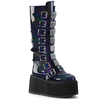 Damned-318 Holographic Black Platform Boots