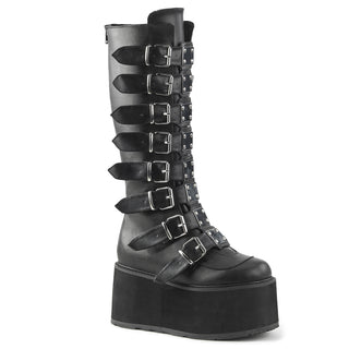 Damned-318 Black Matte Knee High Platform Boots