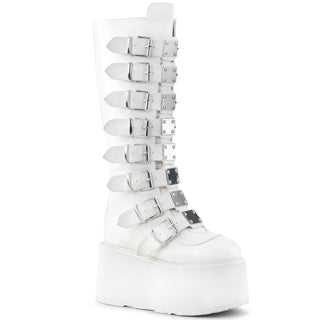 Damned-318 White Knee High Boots