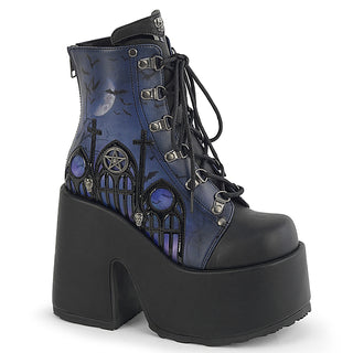 Demonia Camel-203-pt cathedral design chunky platform boots