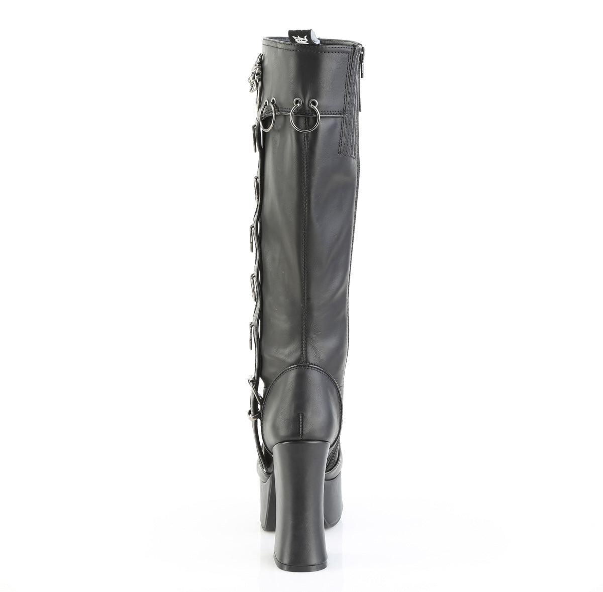 back view of demonia charade-211 showing chunky heel and o-ring at the top
