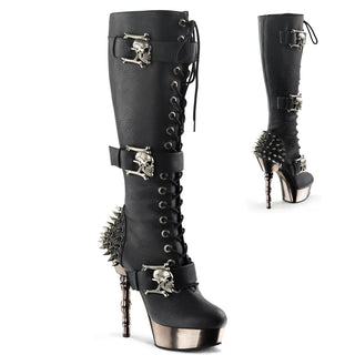 demonia muerto skull and spikes platform knee high boots