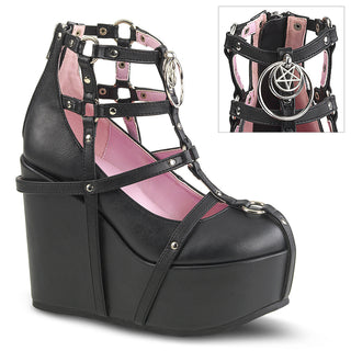 demonia poison 25-1 wedge platform cage style witch shoes