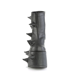 Front view of the Demonia Slay-77 black platform boot
