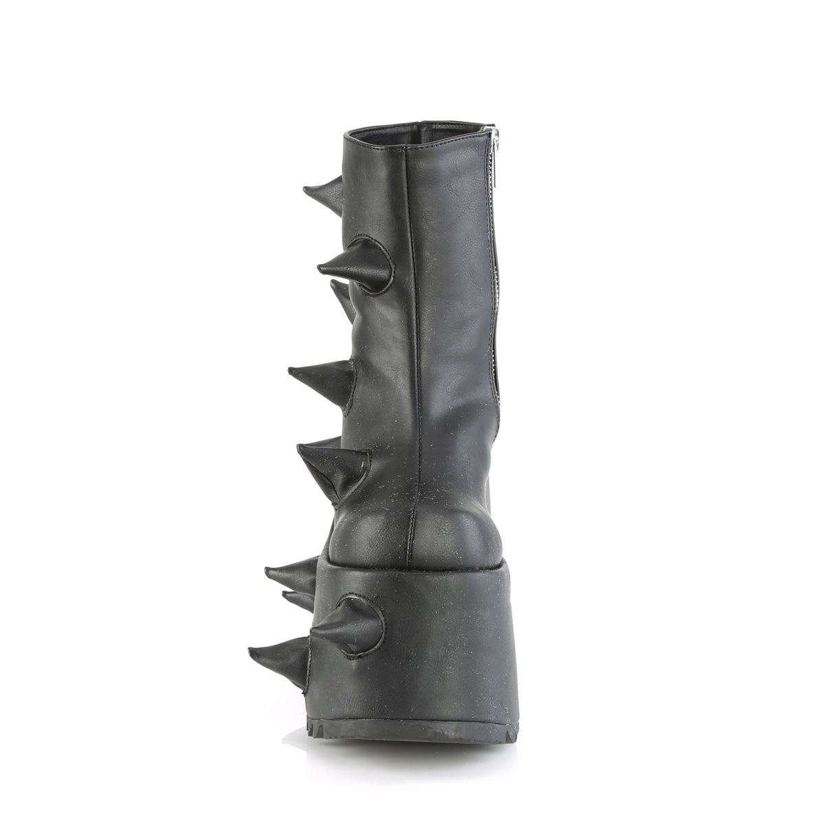 Front view of the Demonia Slay-77 black platform boot