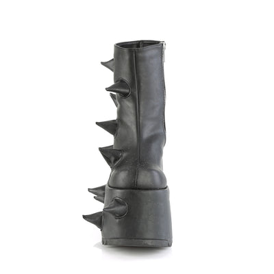 Front view of the Demonia Slay-77 black platform boot