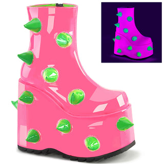 demonia slay-77 uv neon pink monster platform boots