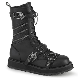 Demonia Valor-240 combat boots with skull accents
