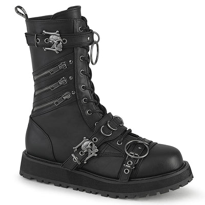 Demonia Valor-240 combat boots with skull accents