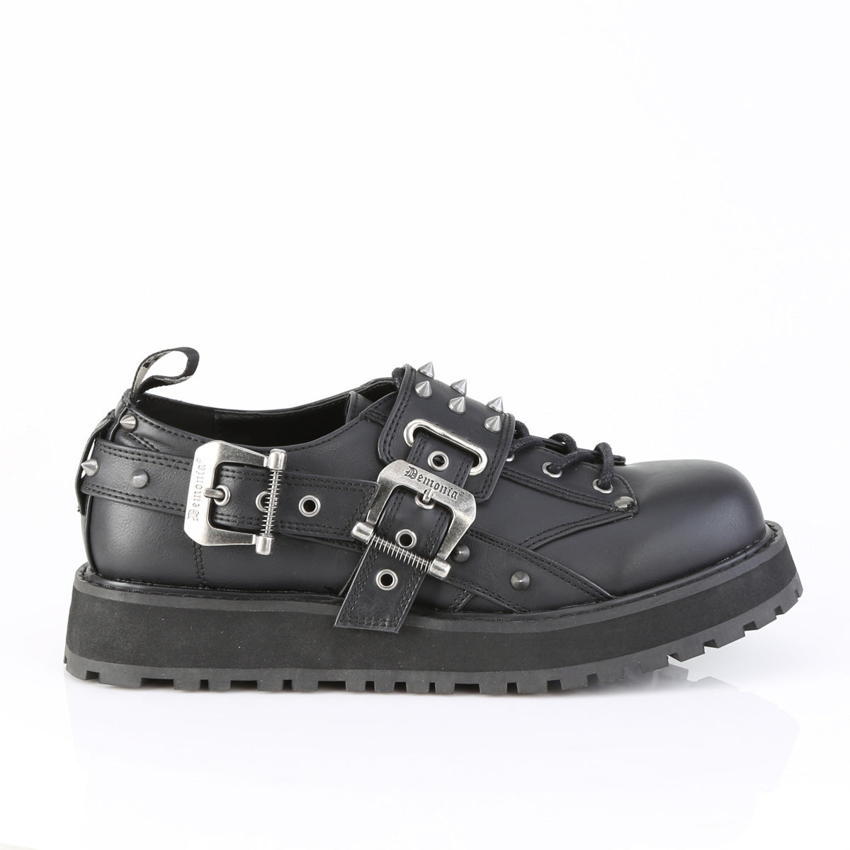 outer side of Valor-38 showing gothic buckled strap and cone detailing