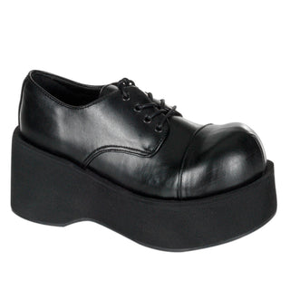 demonia dank-101 Black lace-up chunky platform shoes with a flat sole and rounded toe,