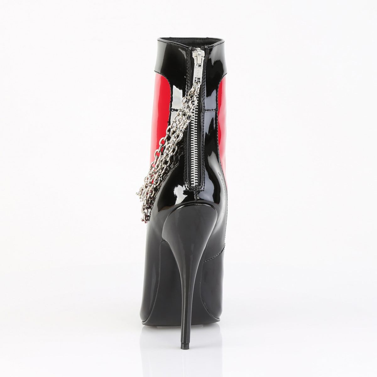 Back view showing full metal zipper and stiletto heel on Devious Domina-1033 