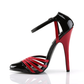 Inner side view of Devious Domina-412 stiletto heels showing arch cutout