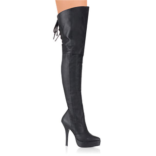 Black Leather high High Boots with platform 