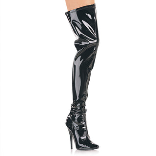 Domina-3000 Black Patent 6-Inch Thigh High Boots