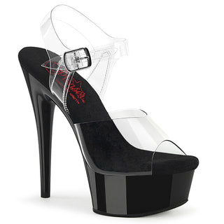 Comfort Width Ankle Strap Clear-Black Sandals Excite-608