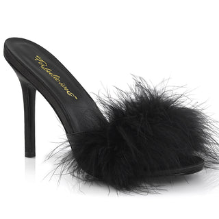 fabulicious classique-01f black marabou fur slides