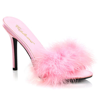 fabulicious classique-01 pink marabou style fur slides