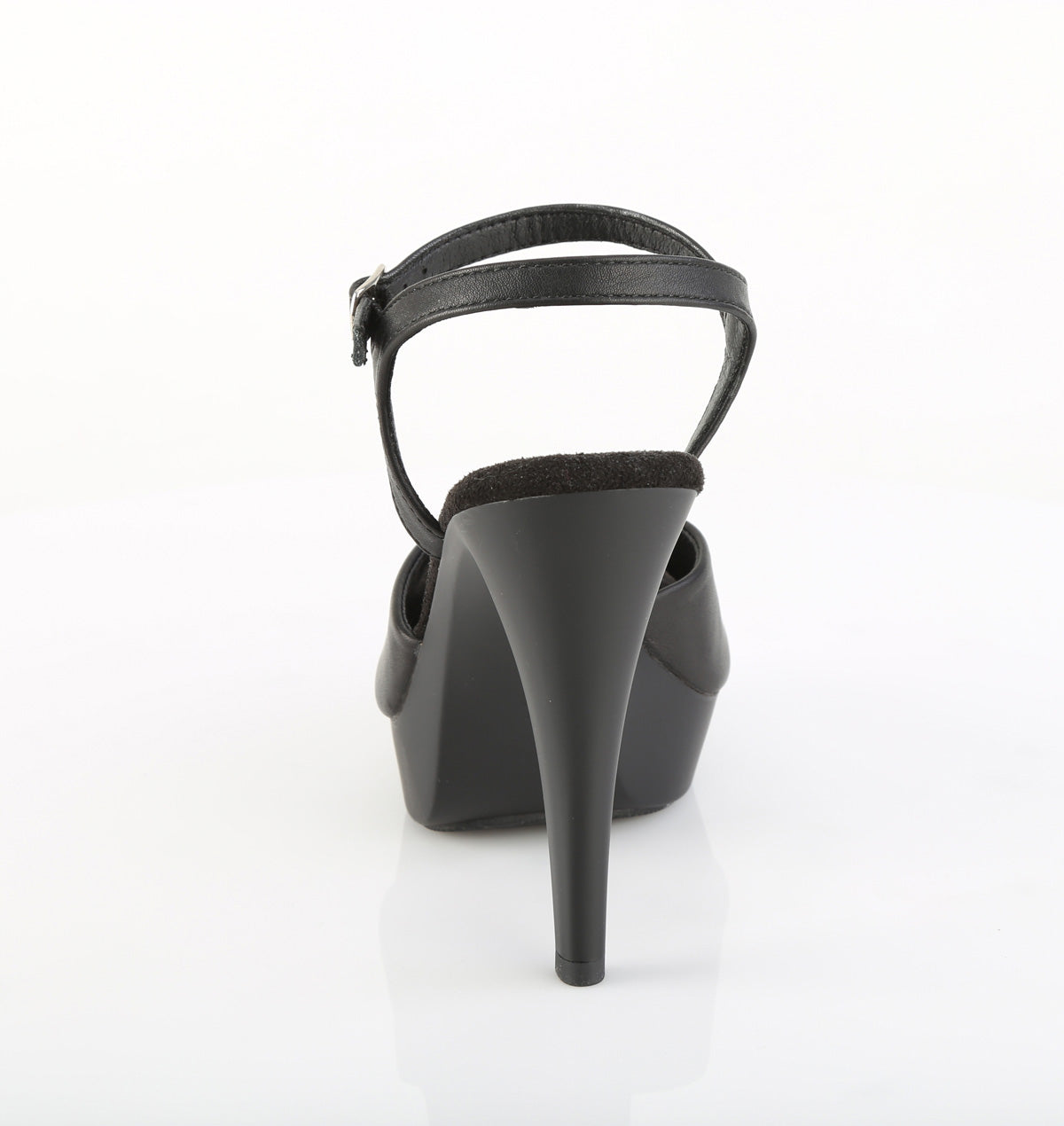 Back view of Fabulicious Cocktail-509 black matte platform high heel sandal with ankle strap and stiletto heel on white background