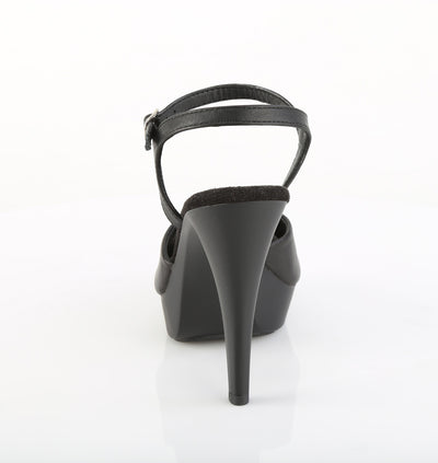 Back view of Fabulicious Cocktail-509 black matte platform high heel sandal with ankle strap and stiletto heel on white background