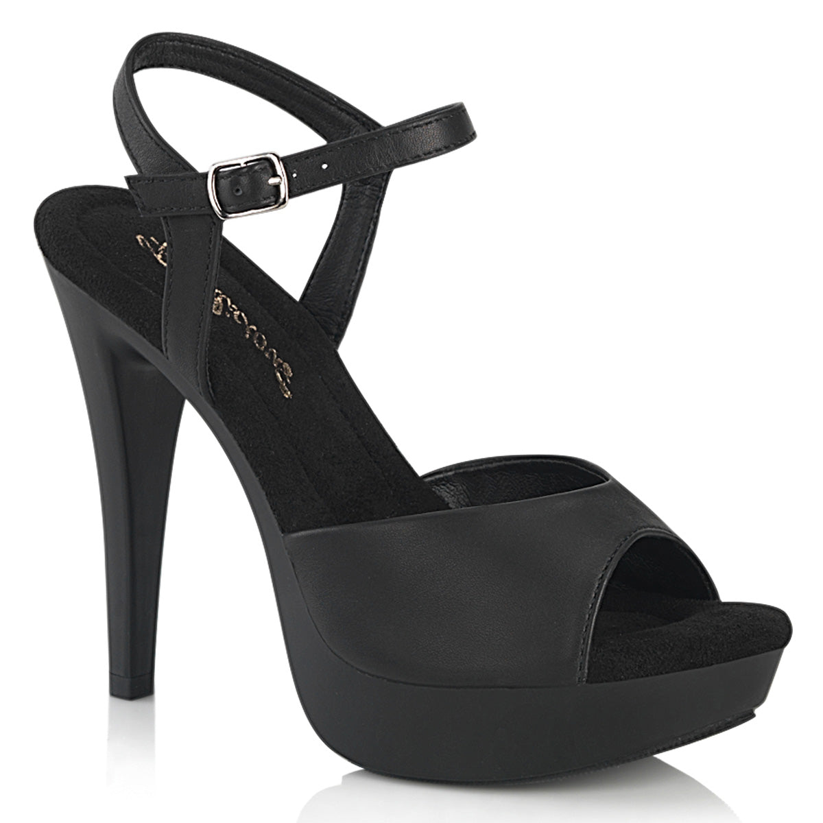 Fabulicious Cocktail-509 black matte platform ankle-strap high heel sandal on white background