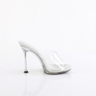 Side view of Fabulicious Cupid-401 clear stiletto heel with white insole
