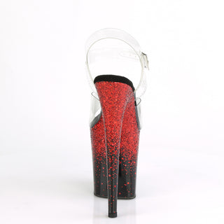 Back view of 8-inch Flamingo-808SS platform heels with slim stiletto and glitter fade heel