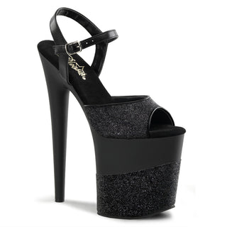 Flamingo-809-2G Black Glitter Platform Heels