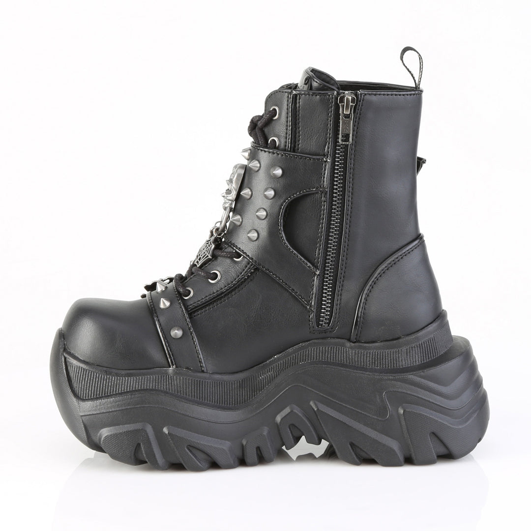 Demonia Echo-60 Goth Punk Flared Platform Boots with Skull Studs