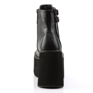 Back view of Demonia Kera-21 black wedge platform boot showcasing the chunky heel and ankle cuff