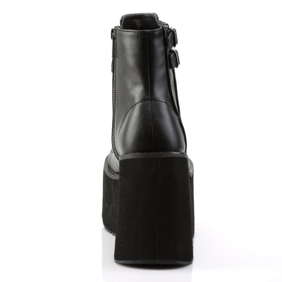 Back view of Demonia Kera-21 black wedge platform boot showcasing the chunky heel and ankle cuff