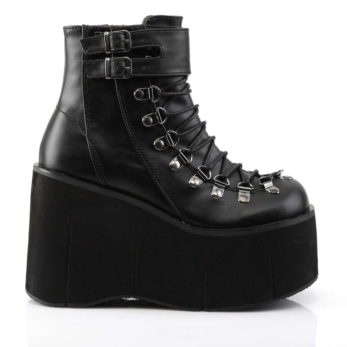 Demonia Kera-21 black wedge platform boot outer side