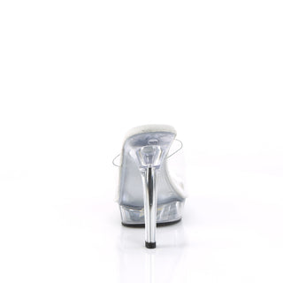 Back view of LIP-101 clear slide showing the 5-inch stiletto heel and clear acrylic base