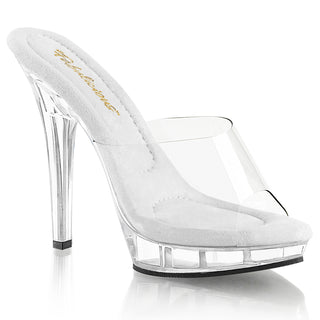 Fabulicious LIP-101 clear slides with smooth acrylic platform and 5-inch stiletto heel