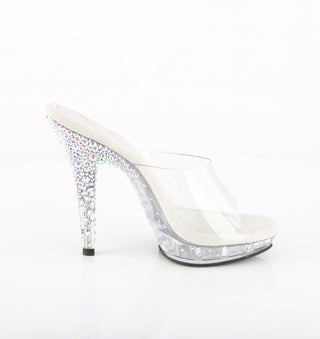 Inner side view of LIP-101CAS showing clear upper and sleek rhinestone platform design
