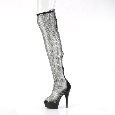 mesh stocking thigh high platform boots