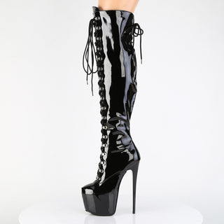 Pleaser Jubilant-3012 Black Patent Over The Knee Platform Boots