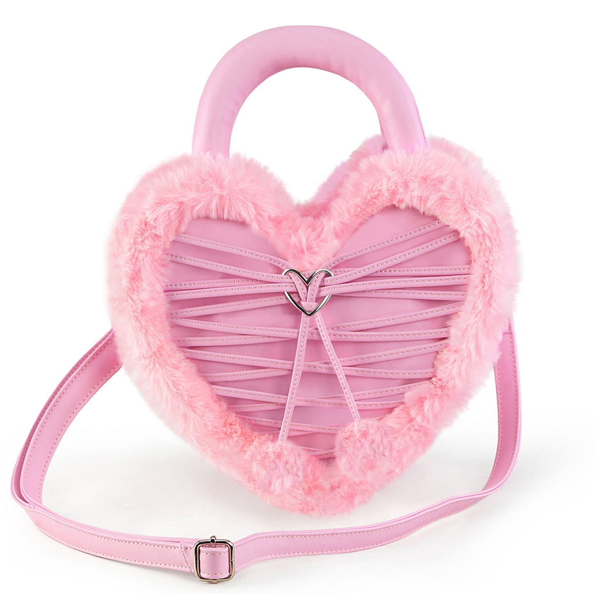 Demonia HB-631 Fluffy Heart Purse Pink | OtherWorld Shoes