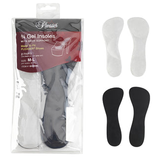 Pleaser 3/4 gel insoles with arch support including black and grey pairs