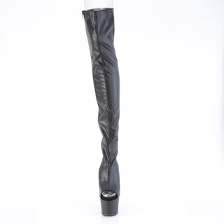 Open Toe & Heel Thigh High Boots Black PU
